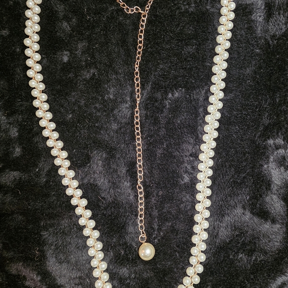 Undefined Jewelry - Vintage Faux Pearl And Gold Thread Belt/Necklace Chain 48"